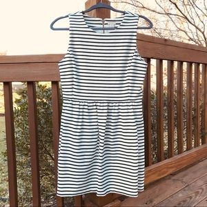J Crew Black & White Striped Sleeveless Dress